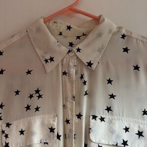 Equipment White Star Print Button-Up 💯Silk Shirt